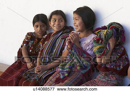 Stock Photo -  child children mayan indian girls el guatemala . Fotosearch