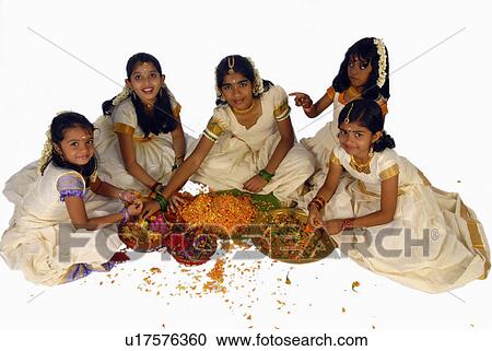 Stock Image -  child children models kerala in attire onam. Fotosearch
