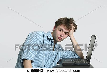 Stock Image -  computer people person school face frustrated. Fotosearch