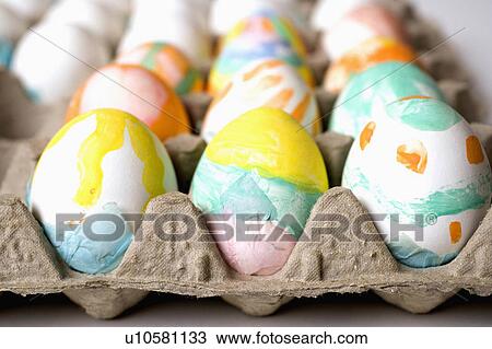 Stock Image -  design food easter art closeup painted eggs in. Fotosearch