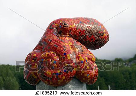 Stock Photo -  design frame construction mosaic sculpture red. Fotosearch