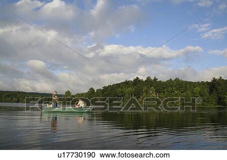 Stock Image -  fishing lake skatutakee new hampshire . Fotosearch