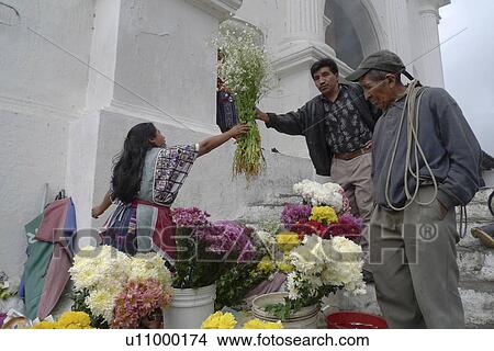 Picture -  flower guatemala market sellers central america . Fotosearch