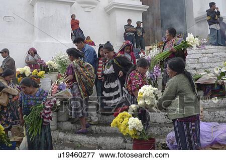 Stock Photo -  flower guatemala market steps catholic church . Fotosearch