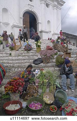 Stock Photo -  flower guatemala seller in market steps catholic . Fotosearch