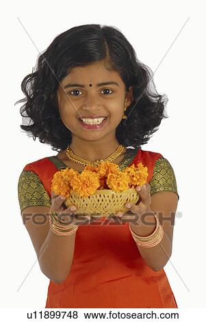 flowers girl child model kerala in attire onam View Large Photo Image Stock Photo - flowers girl child model kerala in attire onam. Fotosearch