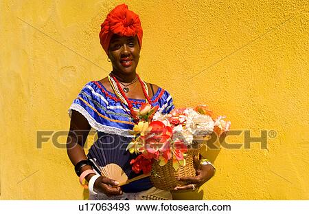 Stock Image -  flowers old havana habana cuba lady character . Fotosearch