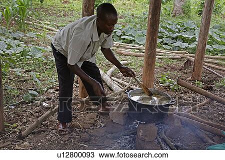 Stock Image -  food fire uganda cooking open kayunga district . Fotosearch