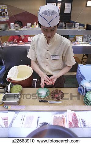 Stock Image -  food japan belt sushi bar sapporo hokkaido asia . Fotosearch