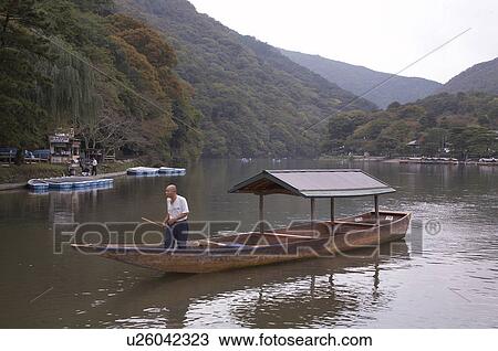 Stock Image -  food japan hozugawa river arashiyama kyoto boats . Fotosearch