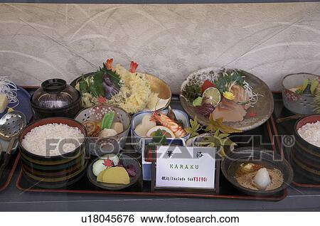 Stock Photograph -  food japan restaurant window display wax models . Fotosearch