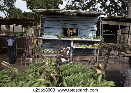 Stock Photo -  food uganda bananas for sale market in karagi . Fotosearch