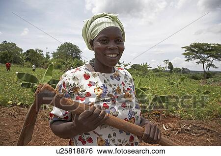 Stock Photograph -  food uganda nejjemba teopista farmer kayunga hoe . Fotosearch