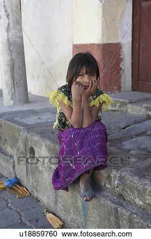 Stock Image -  girl child children guatemala mayan san andres . Fotosearch
