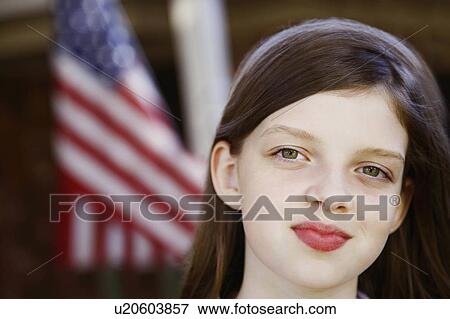 girl child face portrait smiling 10-11 years flag View Large Photo Image Stock Photo - girl child face portrait smiling 10-11 years flag. Fotosearch