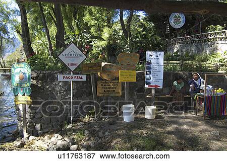 Stock Photo -  guatemala signs indicating tourist facilities . Fotosearch