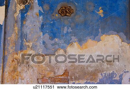 Stock Image -  havana capitol city cuba closeup peeled paint . Fotosearch