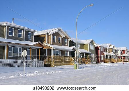 Stock Image -  house construction winter line newely built . Fotosearch