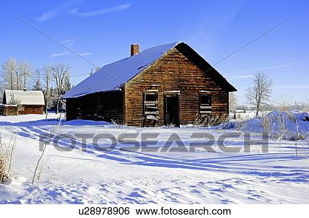 Stock Photograph -  house winter home horozontal landscape image old. Fotosearch