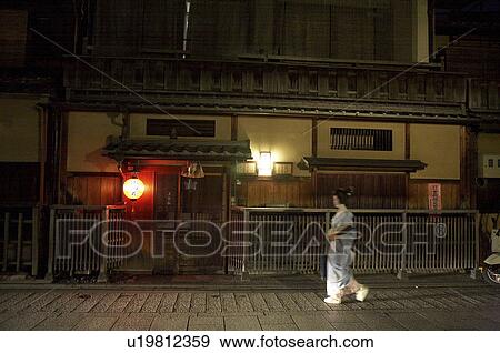 Stock Photo -  japan gion district geisha walking kyoto asia se. Fotosearch