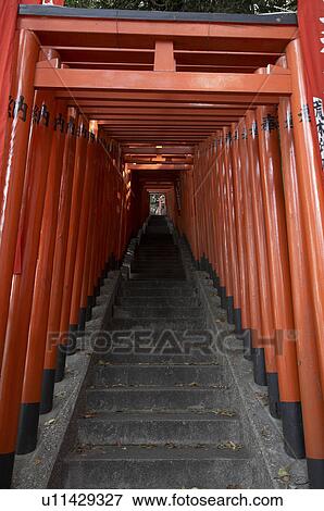 Stock Photo -  japan hiejinja shrine akasaka tokyo arches asia. Fotosearch