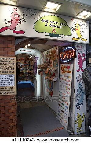 japan shibuya tokyo condom shop condomania asia View Large Photo Image Stock Image - japan shibuya tokyo condom shop condomania asia. Fotosearch
