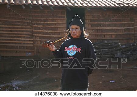 Stock Photo -  man brazil aldeia tekoa pyau guarani mbya slum . Fotosearch