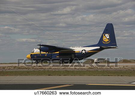 Stock Image -  marines c130j30 blue angels airshow military. Fotosearch