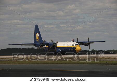 Stock Photo -  marines c130j30 blue angels airshow military. Fotosearch