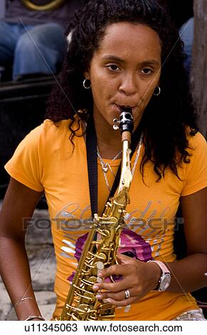 Stock Image -  music playing streets cienfurgos cuba mr havana. Fotosearch