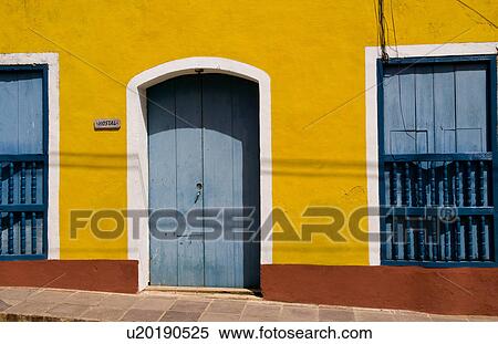 Stock Photography -  old yellow building in colonial town trinidad. Fotosearch