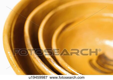 Stock Photo -  people art closeup four empty wooden bowls craft. Fotosearch