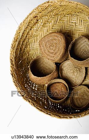 Stock Image -  people art high angle view wicker baskets craft. Fotosearch