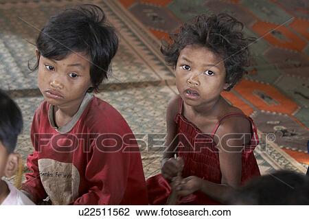 Stock Image -  people child school children cambodia faces area . Fotosearch