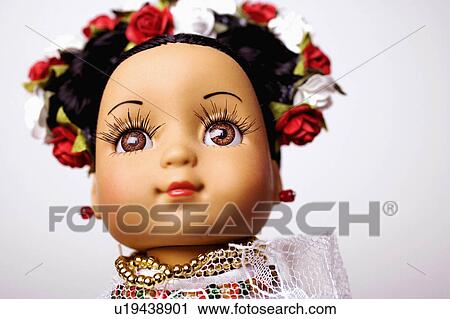 Stock Image -  people face art closeup doll craft childhood. Fotosearch