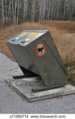 shot animal proof garbage container rest stop View Large Photo Image Stock Photography - shot animal proof garbage container rest stop . Fotosearch