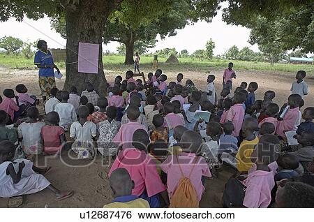 Stock Photograph -  tree child school children south sudan lutaya . Fotosearch