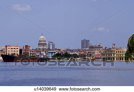 Stock Photo -  view city scape skyline river havana cuba habana. Fotosearch