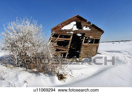Picture -  vintage winter horizontal image derelict old. Fotosearch