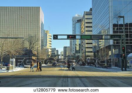 winter landscape image downtown jasper avenue View Large Photo Image Stock Photo - winter landscape image downtown jasper avenue . Fotosearch