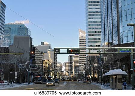 winter landscape image downtown jasper avenue View Large Photo Image Stock Photography - winter landscape image downtown jasper avenue . Fotosearch