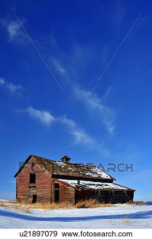 winter scenic old unused red barn part pioneer View Large Photo Image Stock Photo - winter scenic old unused red barn part pioneer. Fotosearch