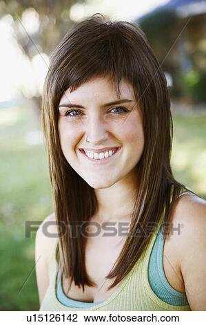 Stock Image -  woman beauty portrait young smiling 20-24 years. Fotosearch
