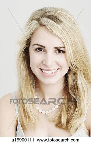 Stock Image -  woman fashion beauty portrait young smiling 20-24 years. Fotosearch