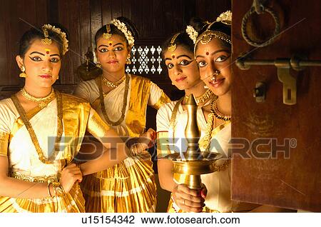 Stock Image -  woman flowers dance art dancers kerala classical. Fotosearch