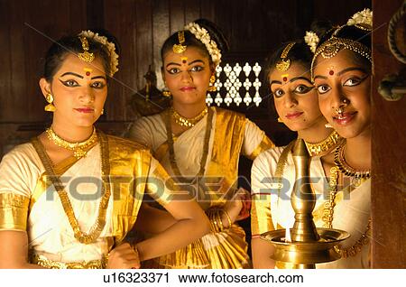 Stock Image -  woman flowers dance art dancers kerala classical. Fotosearch