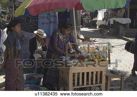 Stock Photography -  woman food guatemala selling snacks san pedro . Fotosearch