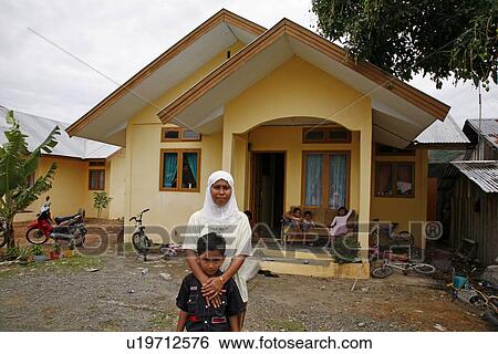 Stock Photograph -  woman house child children women indonesia in 8 . Fotosearch