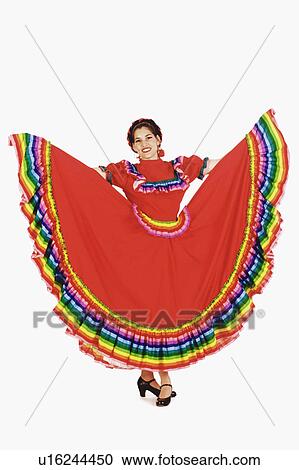 Stock Image -  woman portrait mid adult dancing 30-34 years arm. Fotosearch
