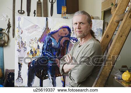 Stock Photo - Artist in Studio. Fotosearch